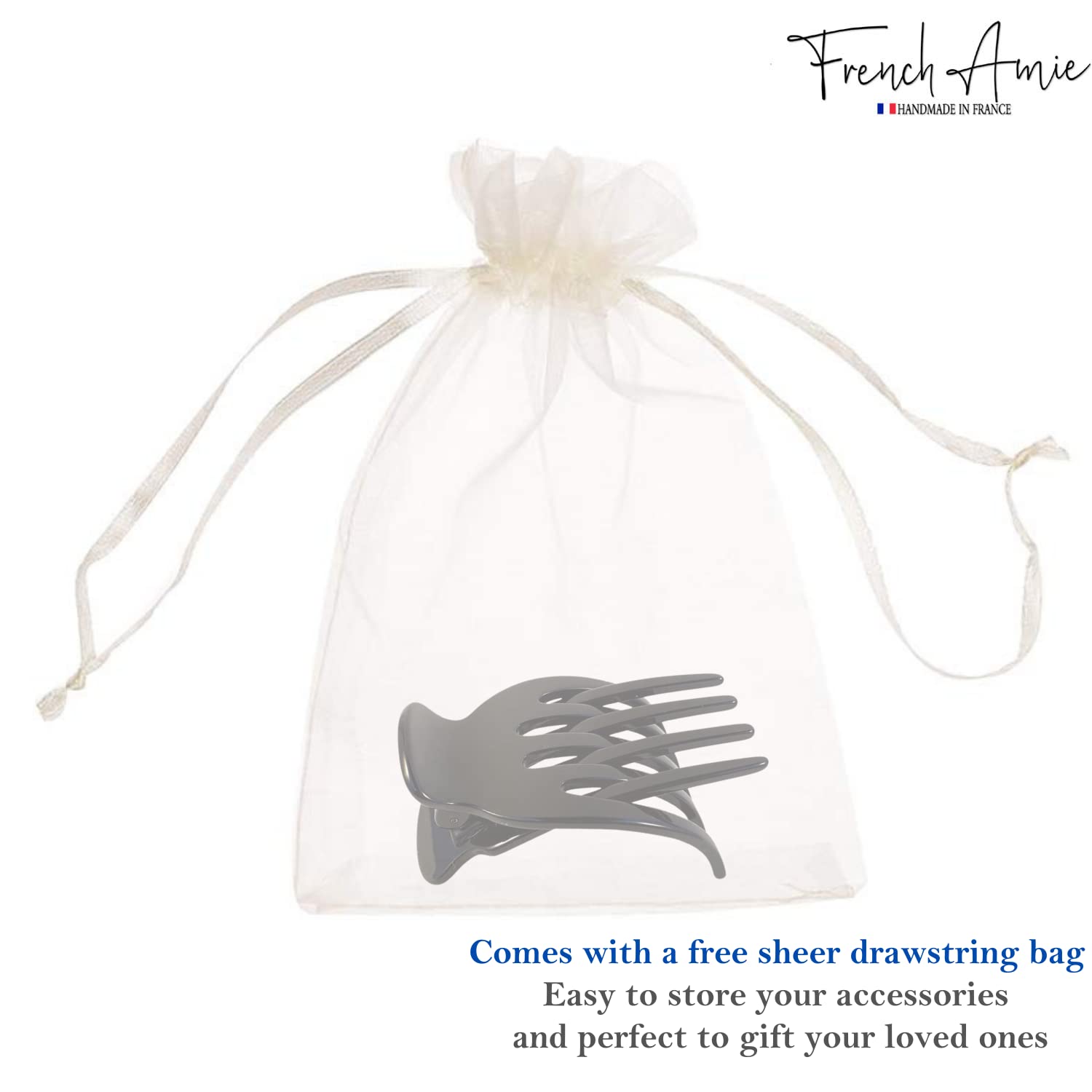 French Amie Bear Paw Small 2 ¾” Cellulose Handmade Yoga Jaw Hair Claw for Women