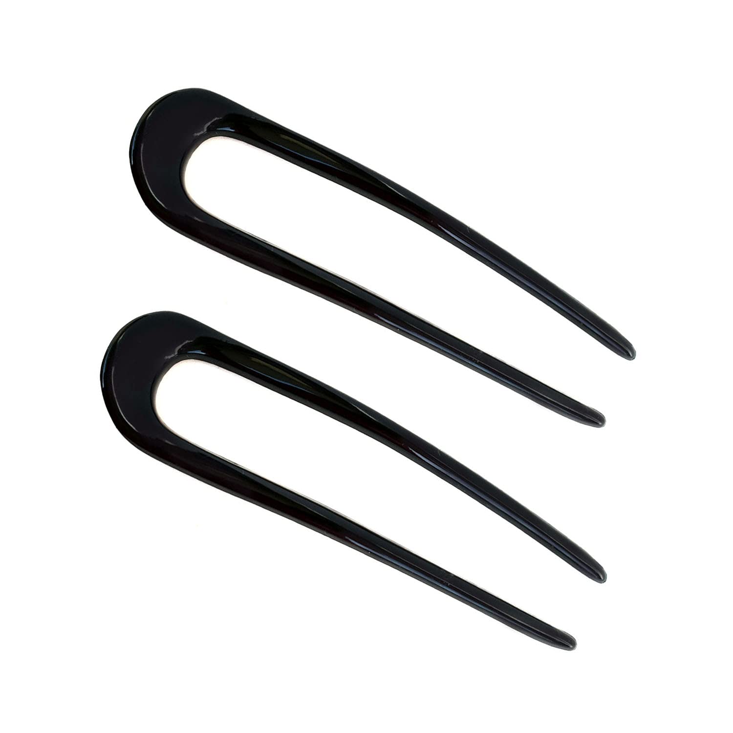 Parcelona French U Shaped Prong Large Chignon Cellulose Acetate Hair Pins 2Pcs