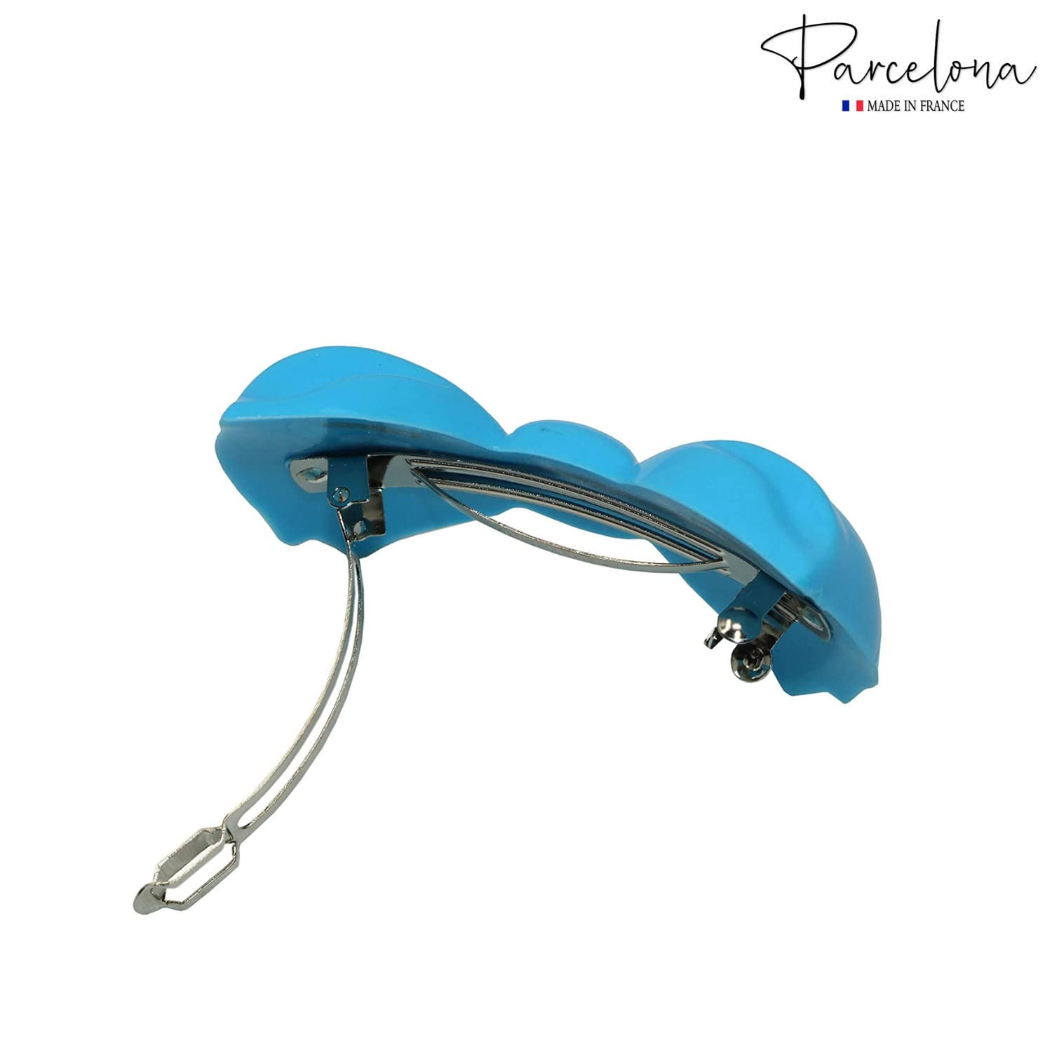 Parcelona French Angel Bow Blue and Green Small 2” Cellulose Set of 2 Hair Clip