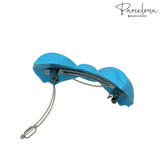 Parcelona French Angel Bow Blue and Green Small 2” Celluloid Set of 2 Hair Clip