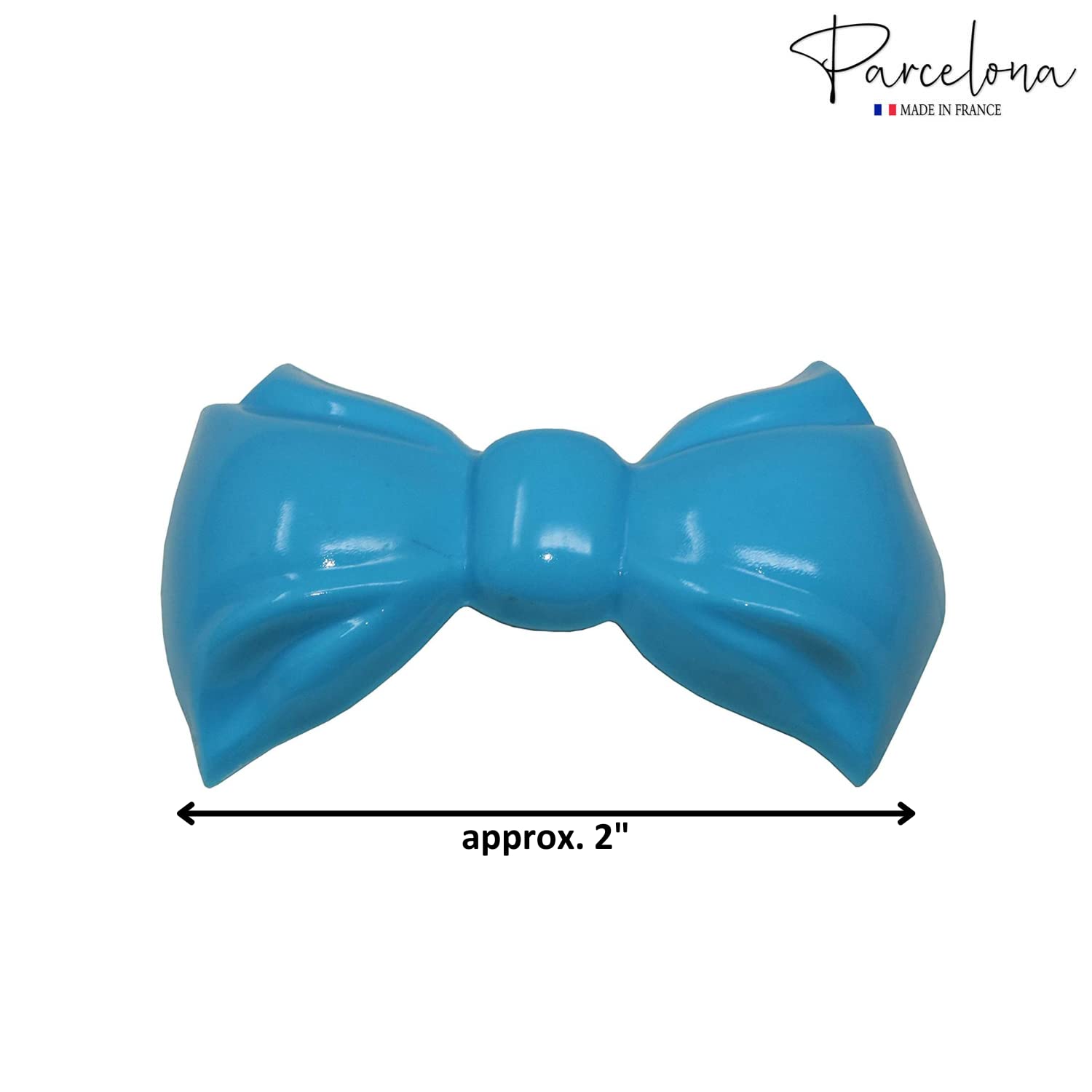 Parcelona French Angel Bow Blue and Green Small 2” Cellulose Set of 2 Hair Clip