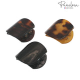 Parcelona French Onde Shell Black Savana Small Celluloid Side Hair Claw 3 Pieces