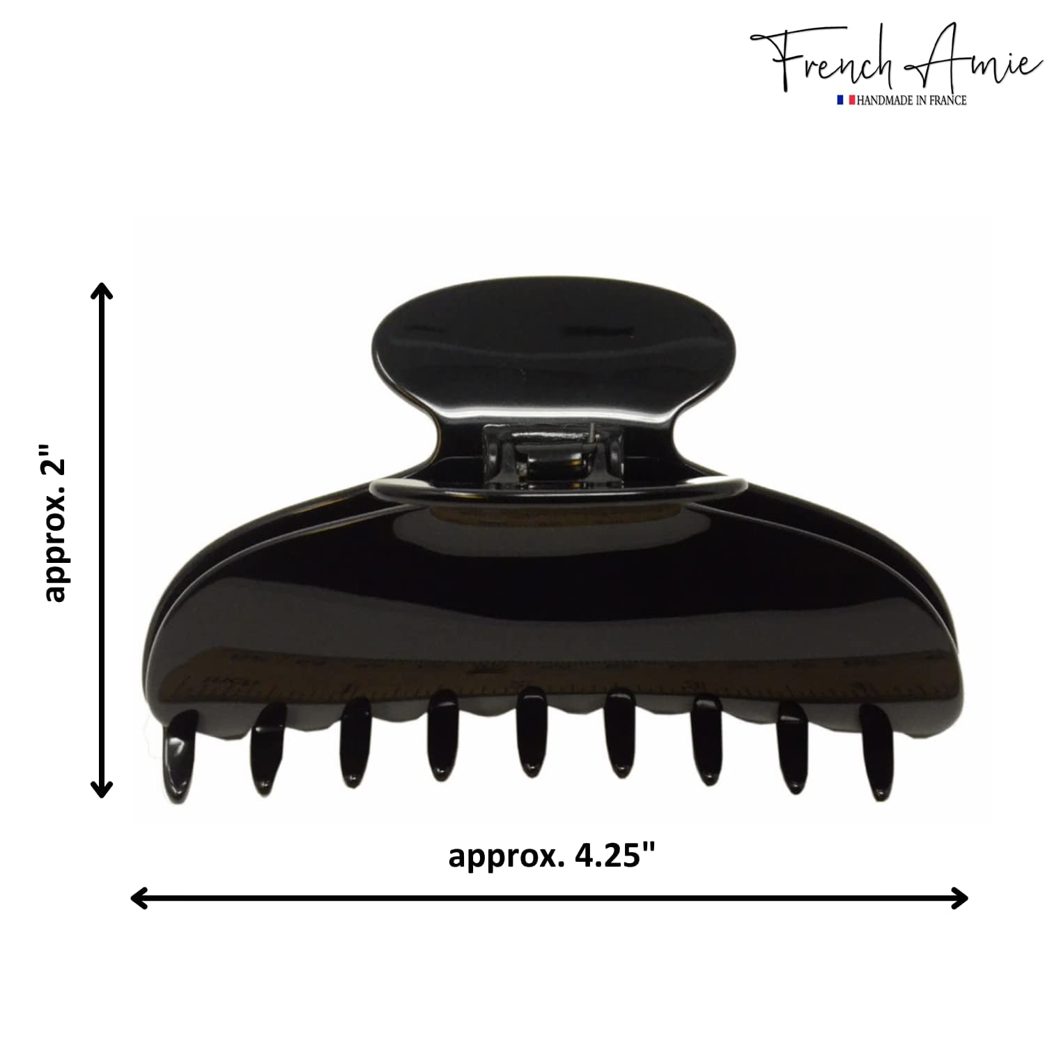 French Amie Thin Oval Large 4 1/4” Handmade Cellulose Acetate Jaw Hair Claw Women