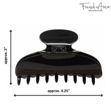 French Amie Thin Oval Large 4 1/4” Handmade Celluloid Jaw Hair Claw for Women