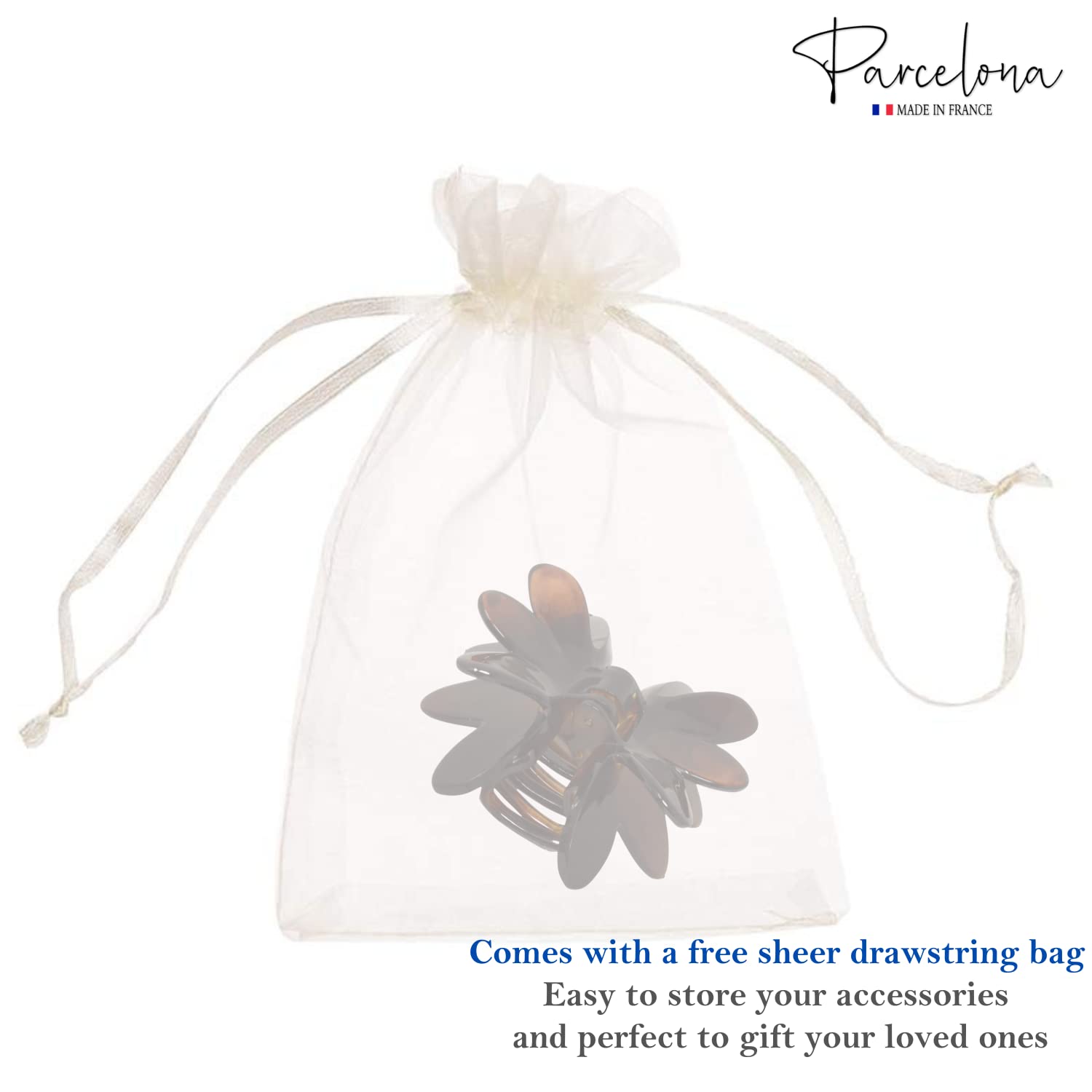 Parcelona French Butterfly 3" Medium Shell Cellulose Jaw Hair Claw for Women