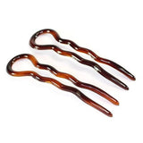 Parcelona French Sleek 3 1/2" Celluloid Wavy U Shaped Hair Pins for Women(2 Pcs)
