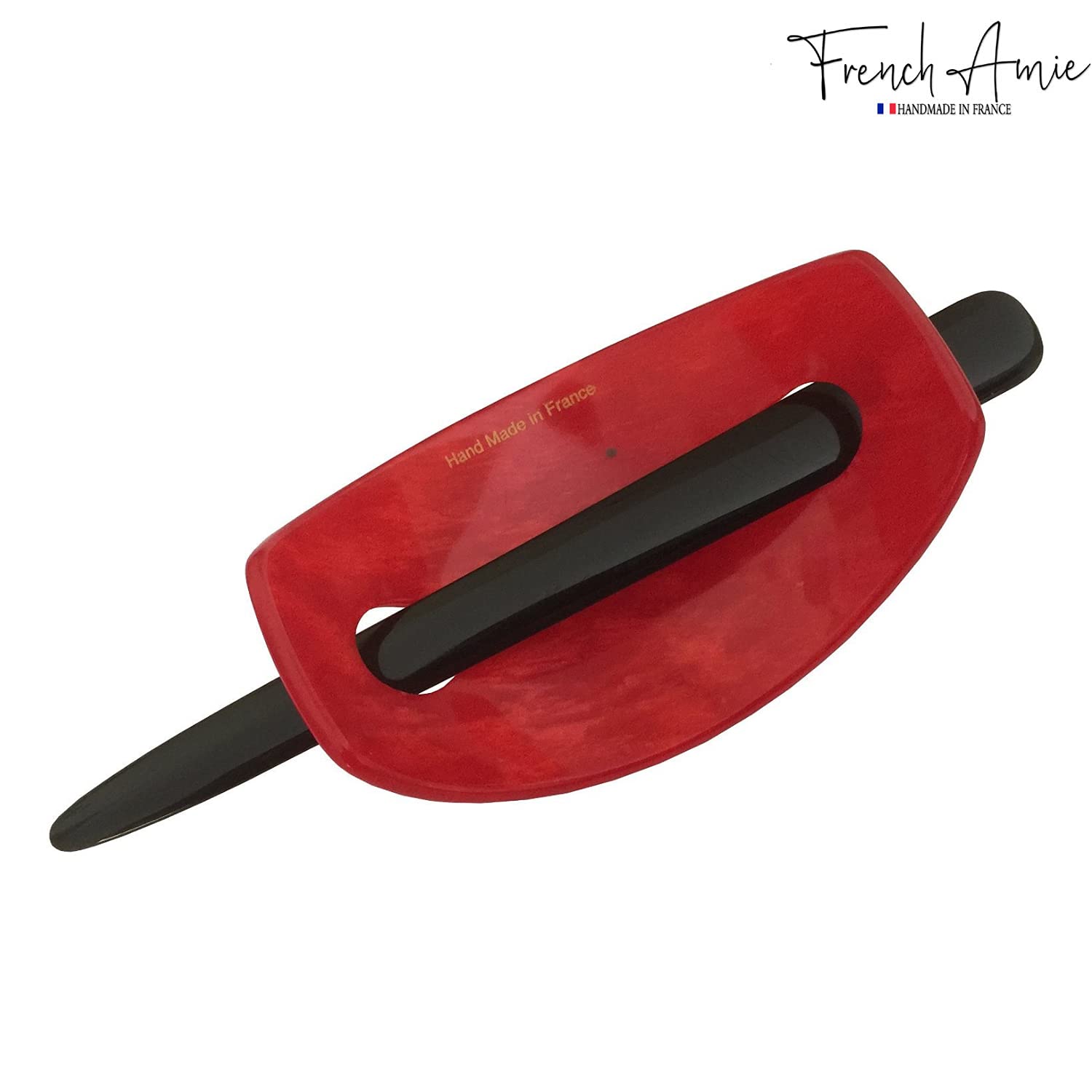 French Amie Oval Arch Handmade Celluloid Hair Bun Cover with Stick for Women