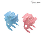 Parcelona French Glossy Square Small Blush Pink-Blue Celluloid Hair Claws(2Pcs)