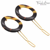 French Amie Mini Circle Celluloid Handmade Hair Clips Snap on Side Slide Clip