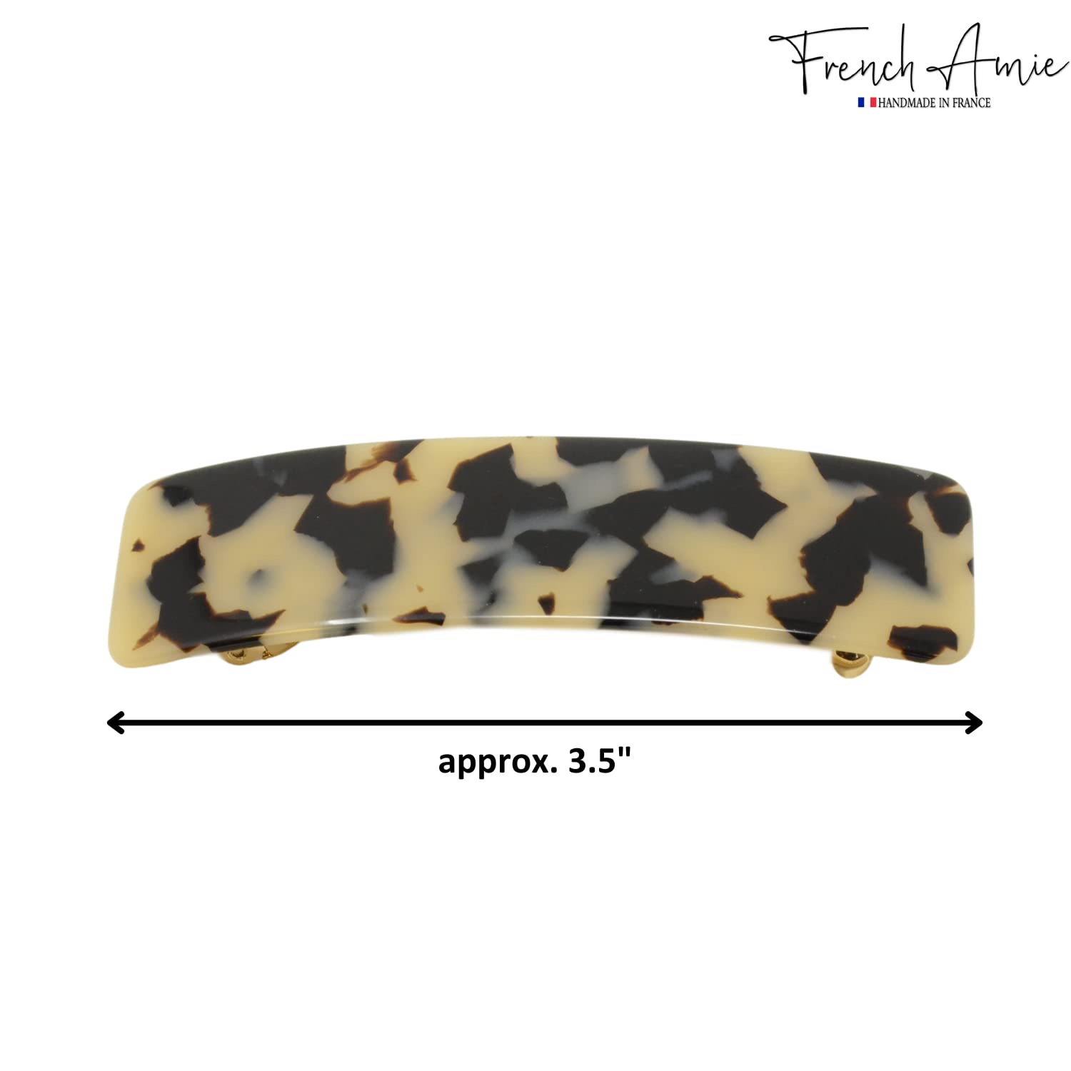 French Amie Rectangular White Tokyo Cellulose Handmade Automatic Hair Barrette