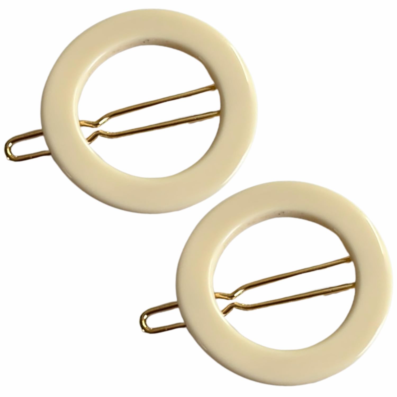 French Amie Mini Circle 1 ¼” Hair Clip - Snap Tige Boule Women Barrette Set Of 2