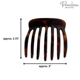 Parcelona French Seven Teeth Large 2 Pieces Celluloid Tortoise Shell Hair Comb