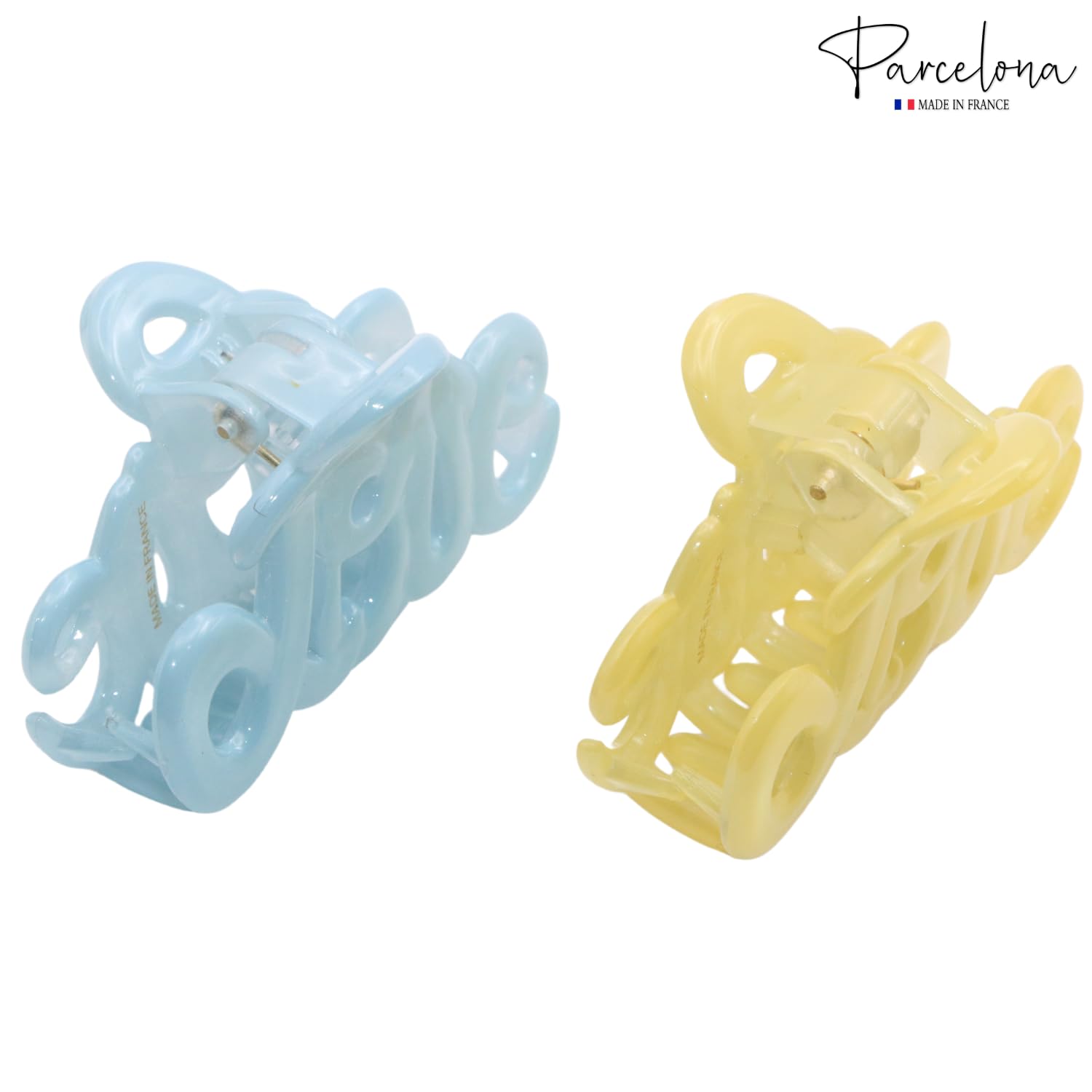 Parcelona French Love Small 2" Cellulose Acetate Hair Claws for Women and Girls