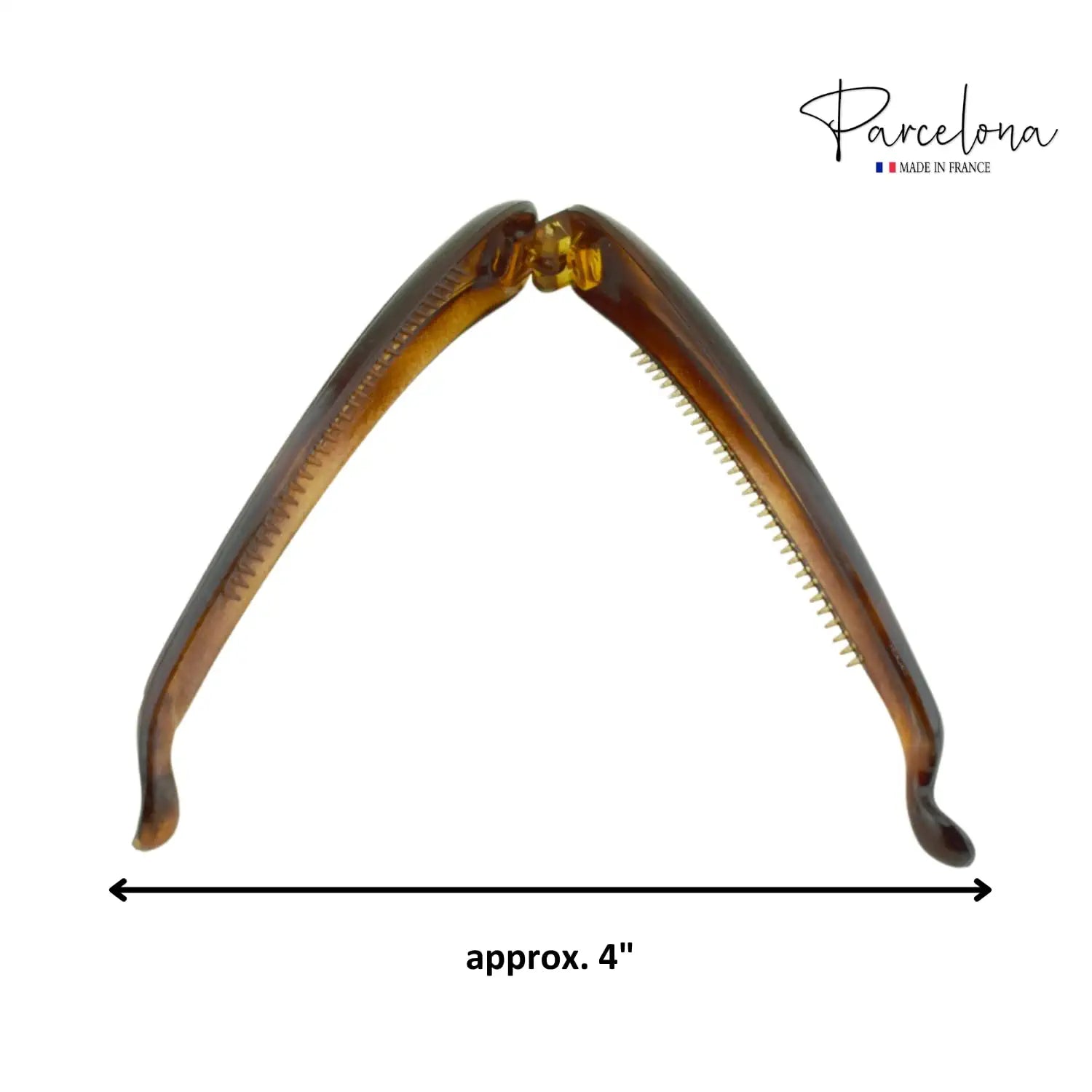 Parcelona French Plain Curve Shell  4 1/4” Celluloid Banana Hair Clip for Women