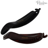Parcelona French Sleek Large Black and Shell No Metal Hair Clip Barrette- 2 Pcs