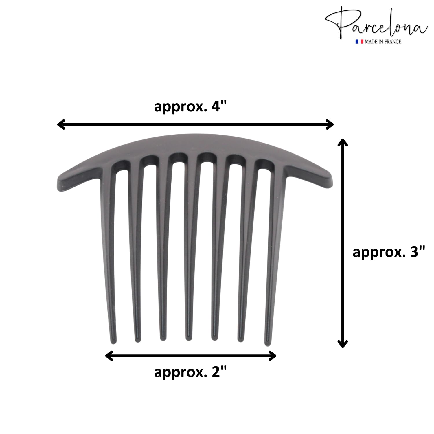 Parcelona French Basic 7 Teeth Large Celluloid Side Hair Combs for Women(2 Pcs)
