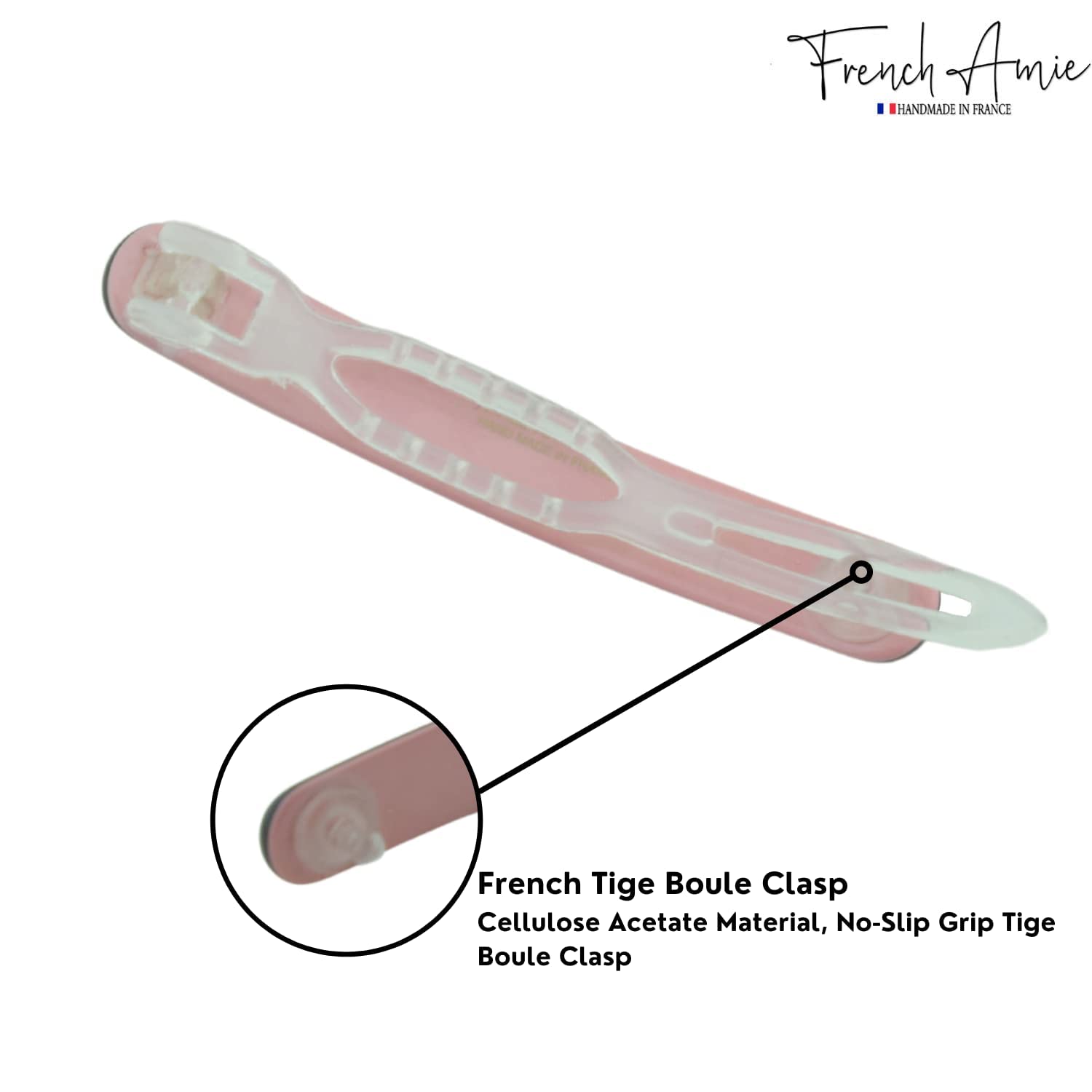 French Amie Rounded Oblong Small Cellulose No Metal Hair Slide Barrettes(2 Pcs)