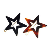 Parcelona French Twin Star Set of 2 Brown Shell N Black Celluloid Snap Hair Pins