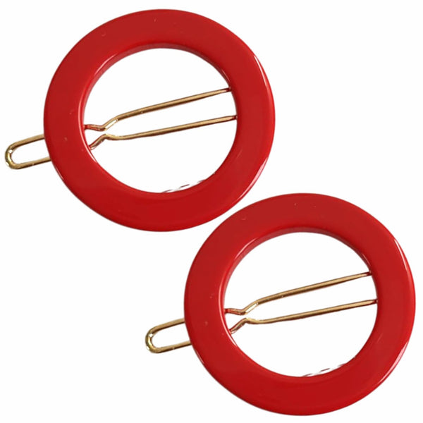 French Amie Mini Circle Celluloid Handmade Hair Clips Snap on Side Slide Clip