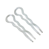 Parcelona French Sleek 3 1/2" Celluloid Wavy U Shaped Hair Pins for Women(2 Pcs)