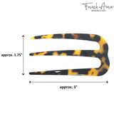 French Amie Tri Prongs 3" Handmade Cellulose Bun Holder Hair Pin Stick for Women