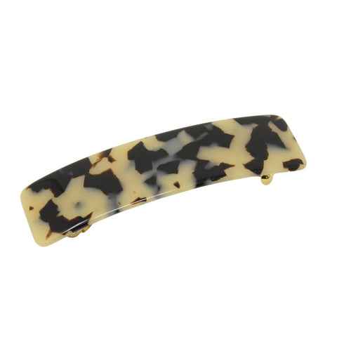 French Amie Rectangular White Tokyo Celluloid Handmade Automatic Hair Barrette