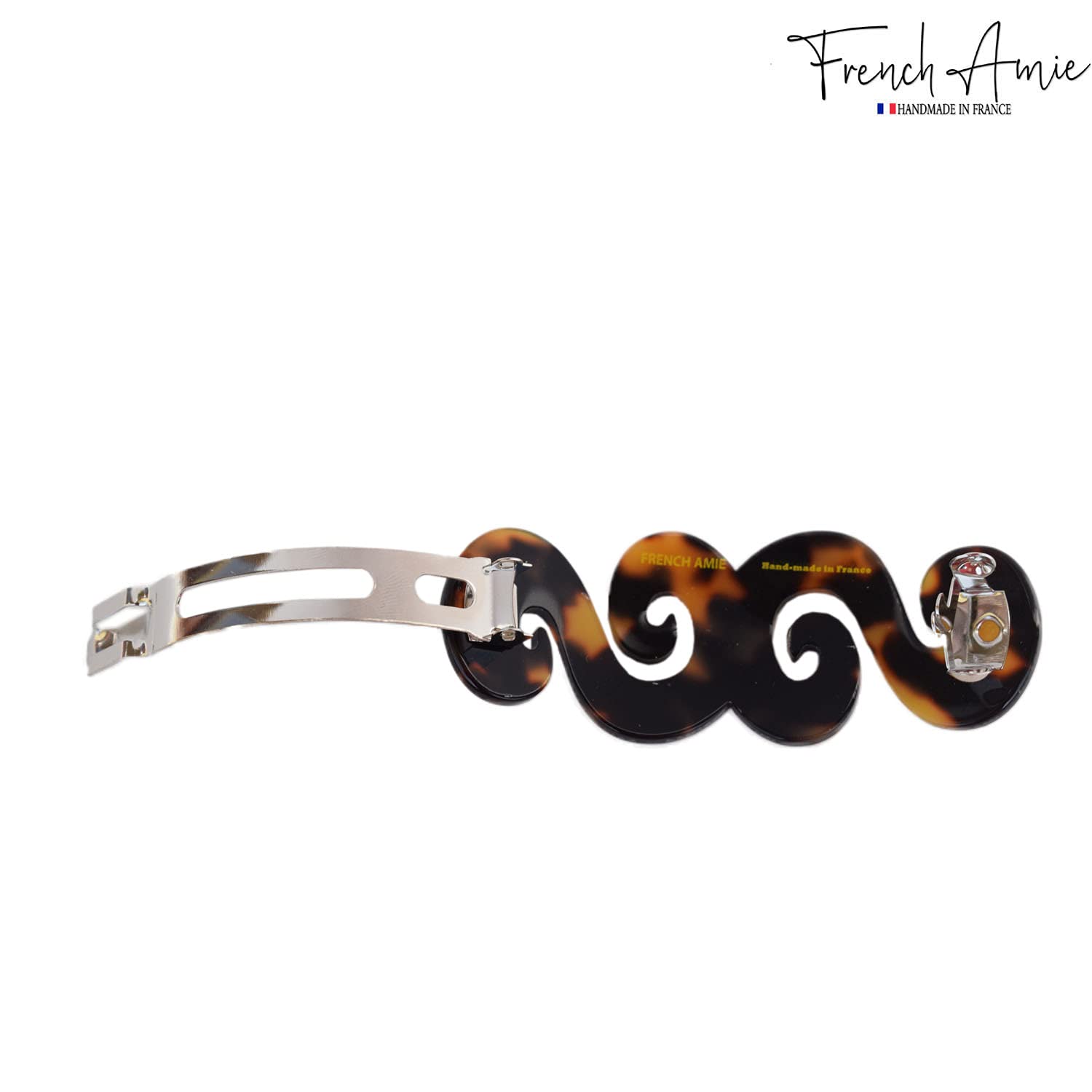French Amie Swirls Tokyo Medium Cellulose Handmade Hair Clip with Silver Clasp