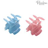 Parcelona French Glossy Square Small Blush Pink-Blue Celluloid Hair Claws(2Pcs)