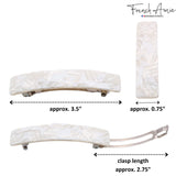French Amie Oblong 3 1/2" Celluloid Handmade Automatic Hair Barrette for Women