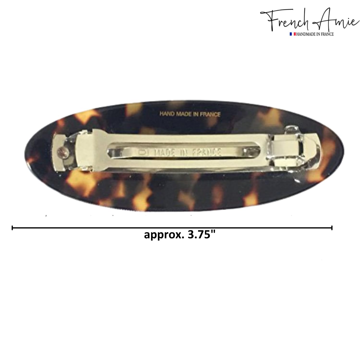 French Amie Fine Oval Medium Cellulose Handmade Automatic Hair Clip Barrette