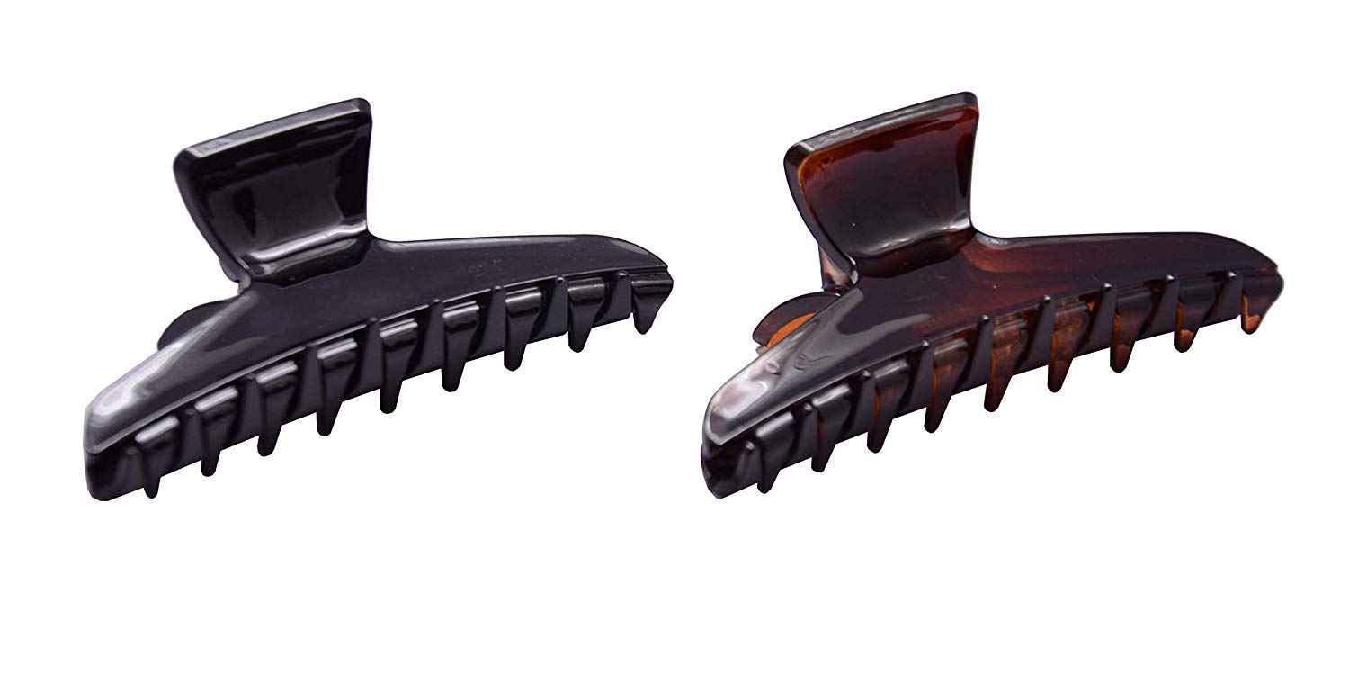 Parcelona French Pinch Tortoise Shell and Black Cellulose Hair Claws for Women