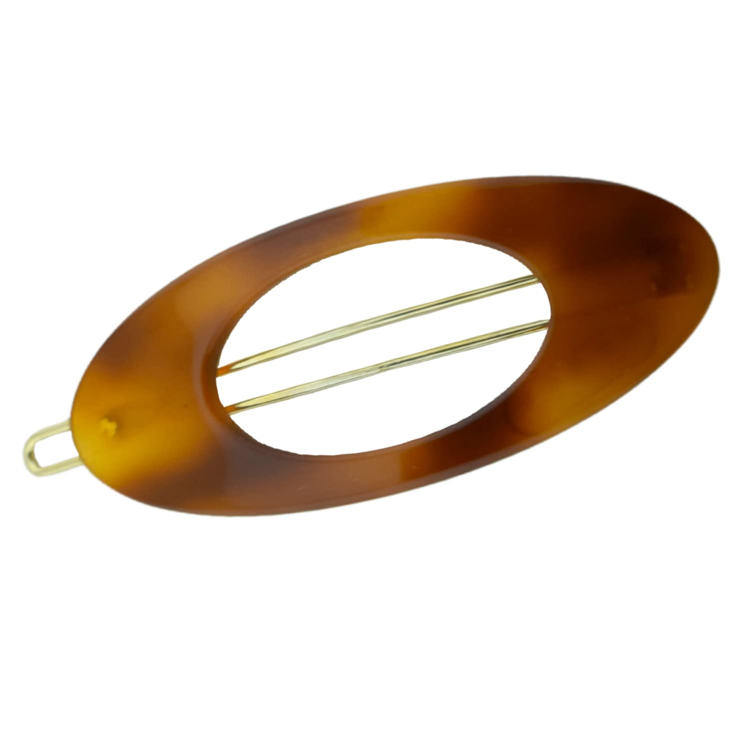 French Amie Oval Small 2 1/4” Celluloid Hair Barrette for Women