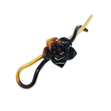 Parcelona French Rose Flower Twist N Clip Cellulose Hair Barrette for Women