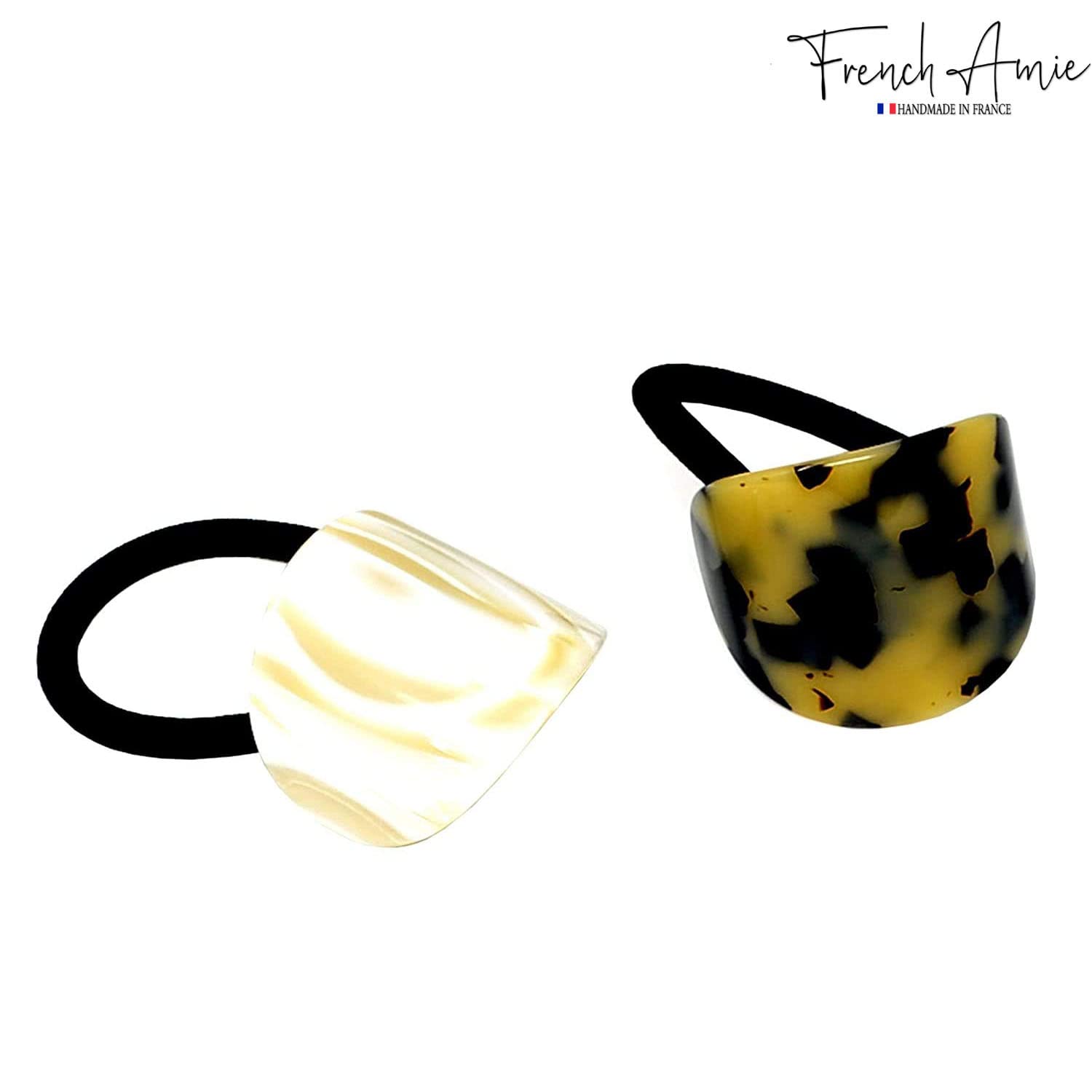 French Amie Curve Oval Cellulose Handmade Ponytail Elastic Hair Tie for Women