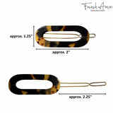 French Amie Mini Oval 2” Celluloid Handmade Snap Tige Boule Hair Clips