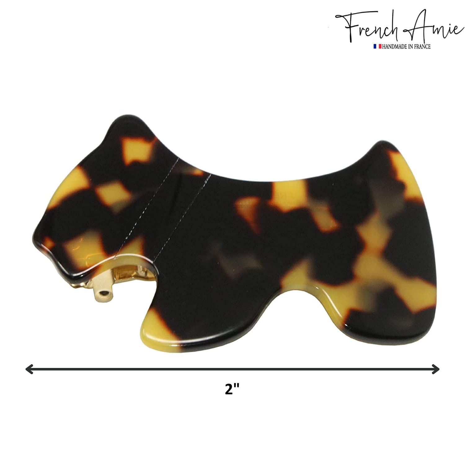 French Amie Scottish Dog Puppy 2" Small Cellulose Handmade Hair Barrette