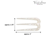 French Amie Tri Prongs 3" Handmade Cellulose Bun Holder Hair Pin Stick for Women