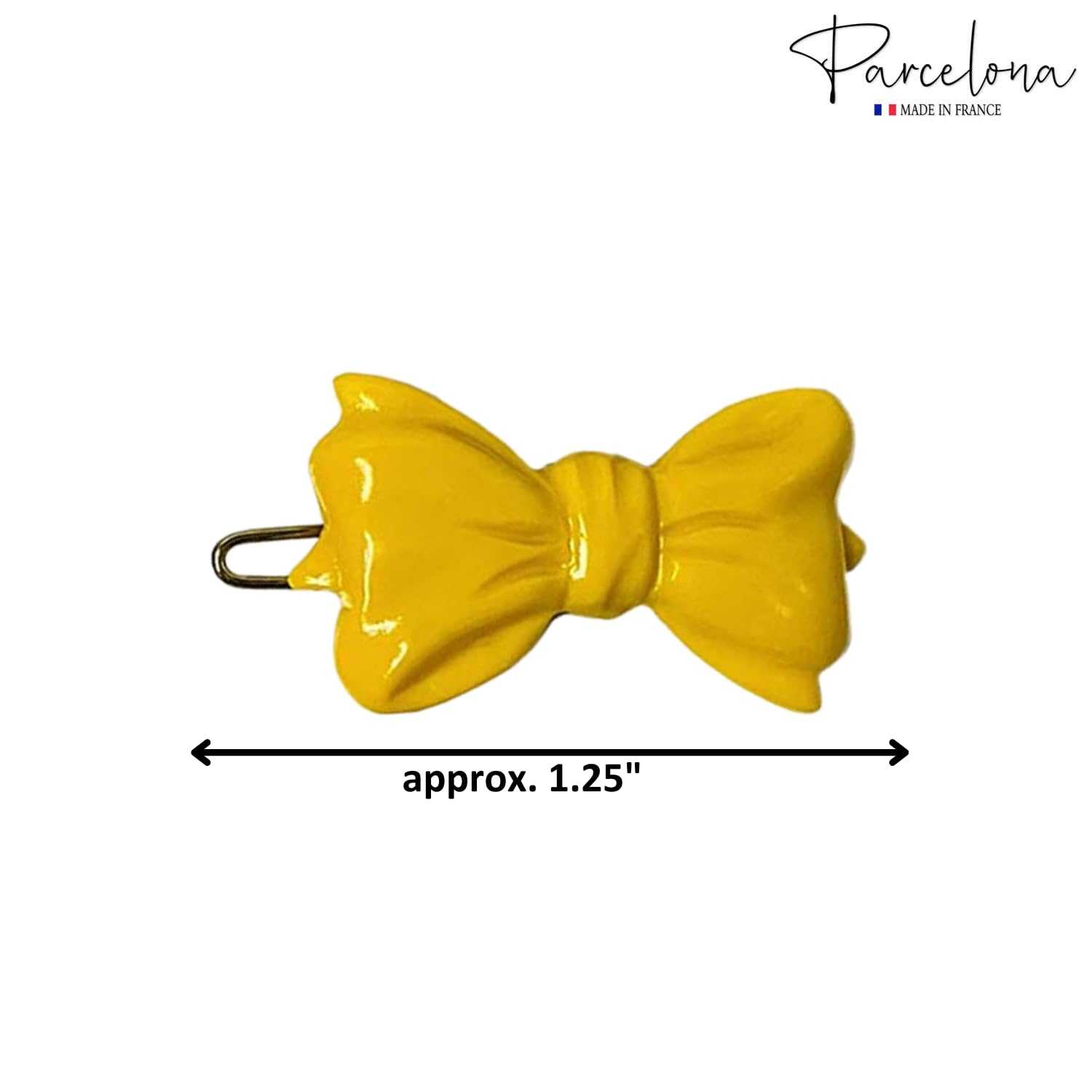 Parcelona French Ribbon Bow Small Cellulose Side Hair Barrettes for Women & Girls