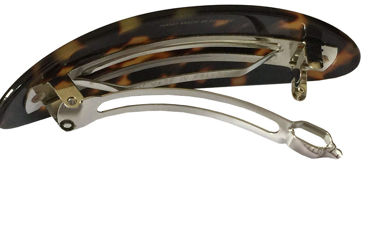 French Amie Fine Oval Medium Cellulose Handmade Automatic Hair Clip Barrette