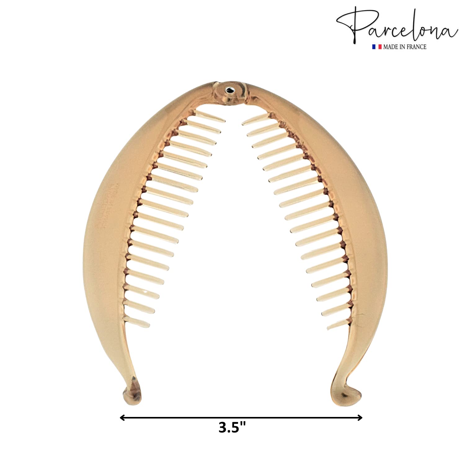 Parcelona French Fat Oval Crystal Brown Large 5" Cellulose Fishtail Hair Banana