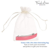 French Amie Oblong 3 1/2" Celluloid Handmade Automatic Hair Barrette for Women
