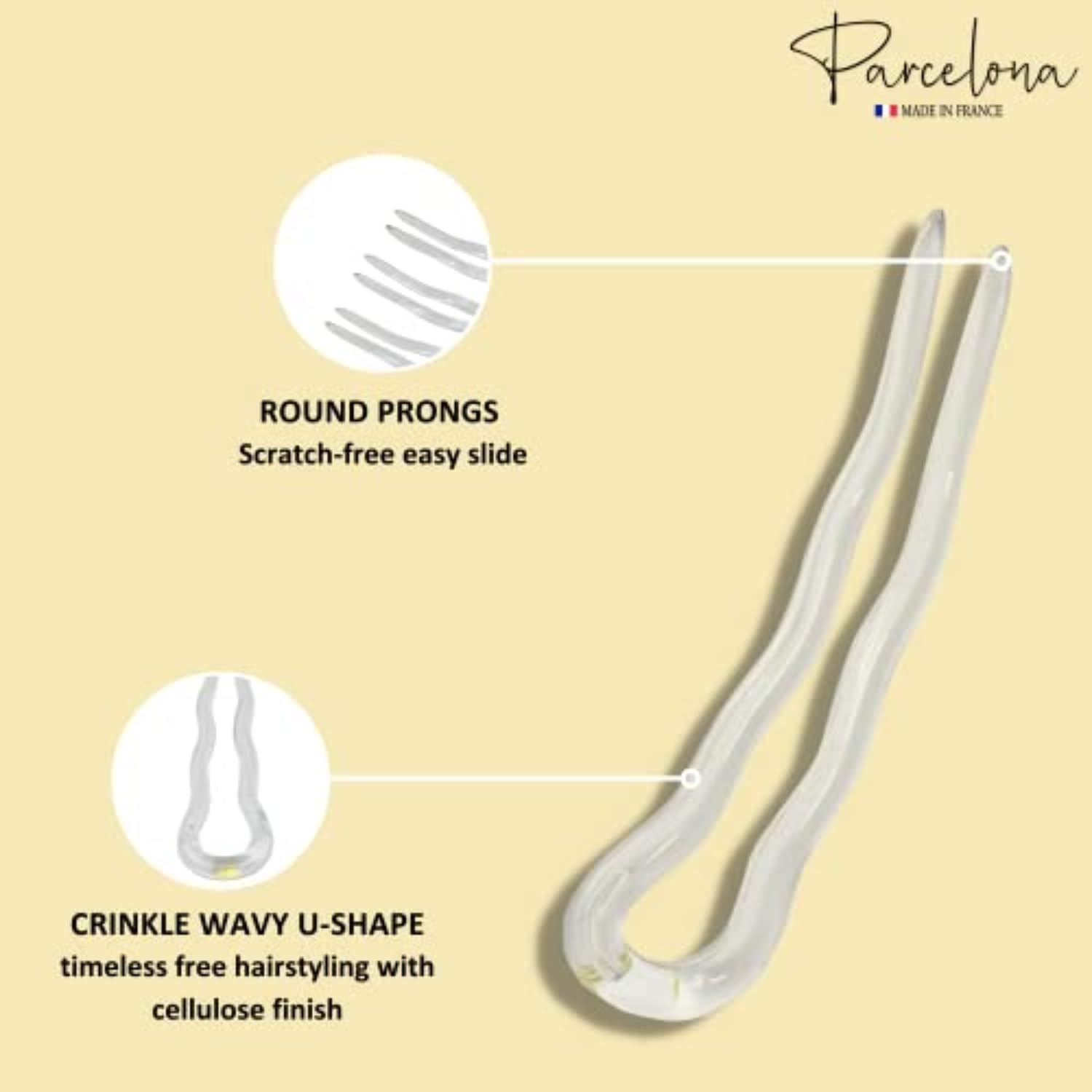 Parcelona French Mystic Large Cellulose Hair Pins for Women & Girls(6Pcs)