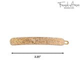 French Amie Rounded Oblong Golden Glitter Small Celluloid Snap Hair Clip 2Pcs