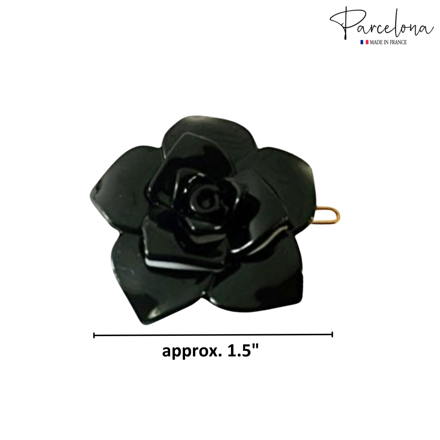 Parcelona French Flower Small 1.5" Cellulose Side Slide Snap Barrettes for Women