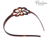 Parcelona French Wide Flower Tortoise Shell Brown Celluloid Acetate Hair