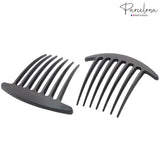 Parcelona French Basic 7 Teeth Large Celluloid Side Hair Combs for Women(2 Pcs)