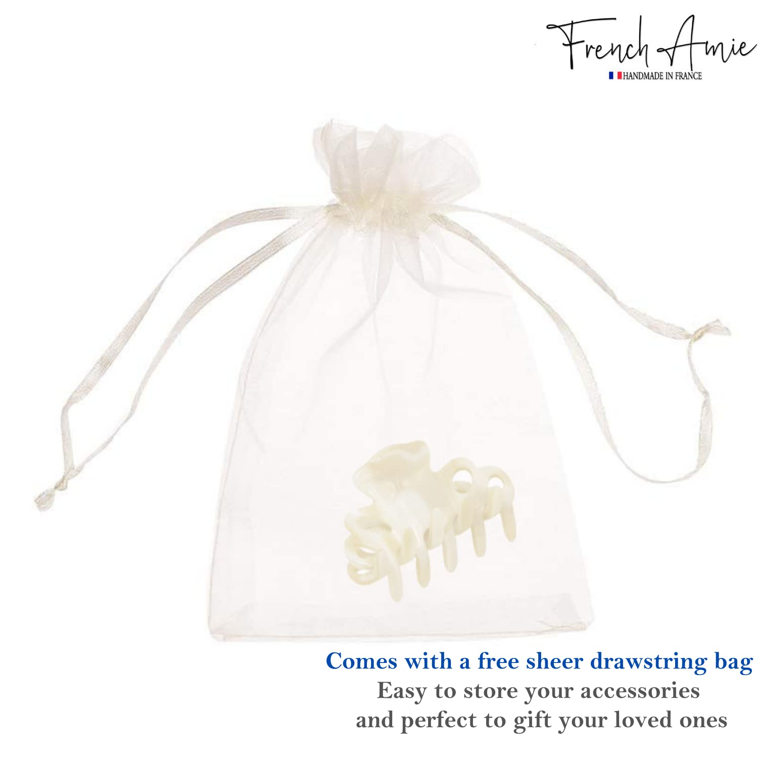 French Amie Orchids Small 2" Handmade Cellulose Flexible Hair Claw Clip