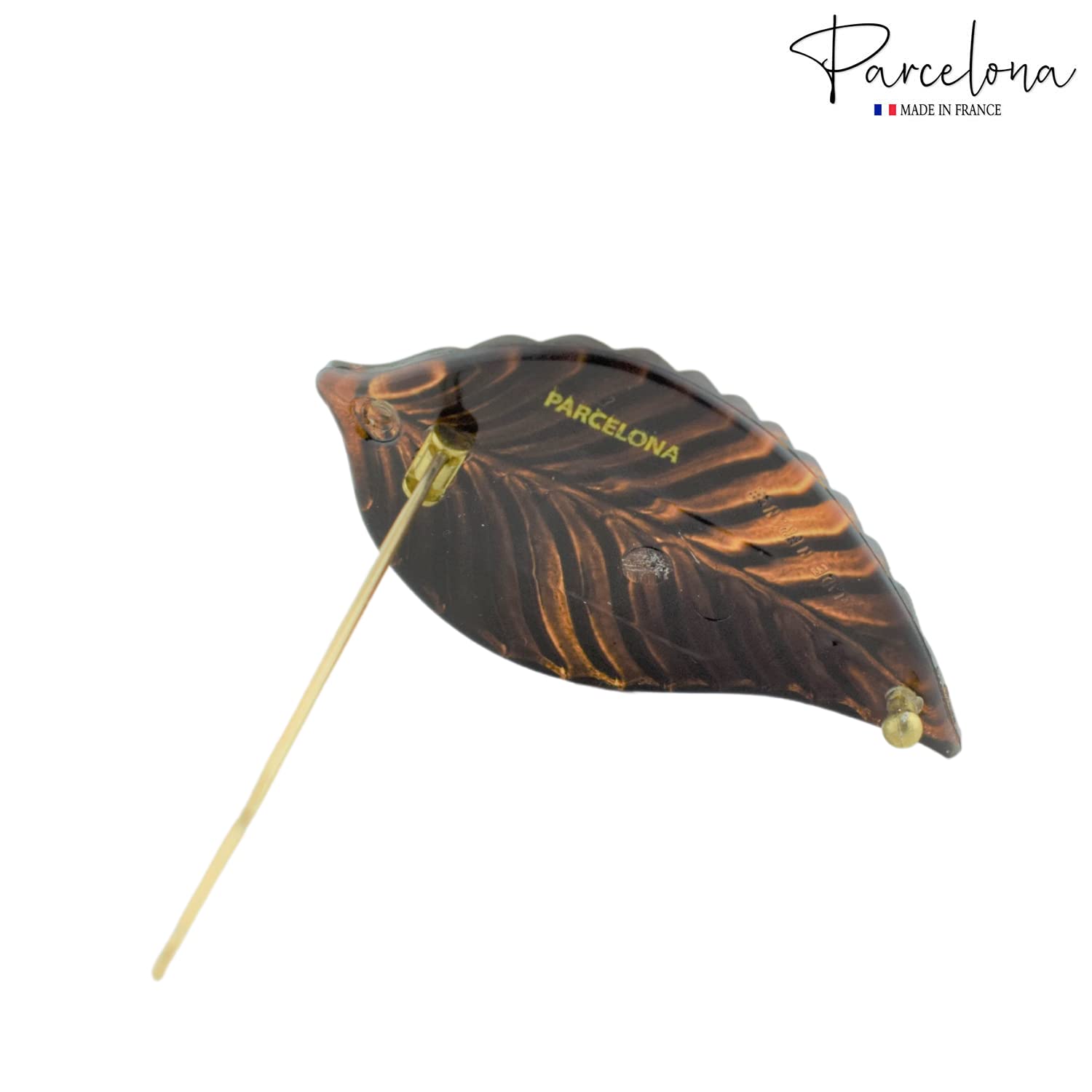 Parcelona French Autumn Leaf Shell Small Cellulose Hair Clip Barrettes(2 Pcs)