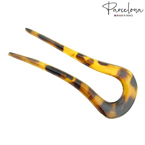 Parcelona French Curved U Large Cellulose Chignon Wavy Hair Stick for Women