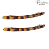 Parcelona French Skinny Rounded Large Celluloid Hair Barrettes for Women(2 Pcs)